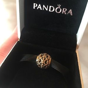 ❌SOLD❌💯 PANDORA 14K GOLD GILDED CAGE CHARM